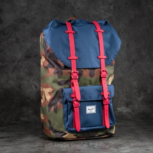 Backpacks Herschel Supply Co. Little America Backpack Woodland Camo Navy Red Rubber Footshop