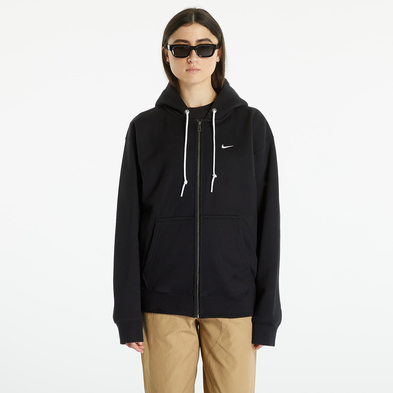 Hanorac Nike Solo Swoosh Full-Zip Hoodie Black/ White - 1 | YEO