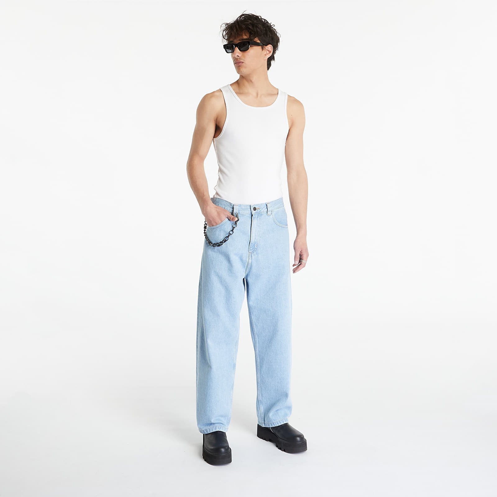 Džíny Carhartt WIP Brandon Pant Blue Heavy Stone Bleached S