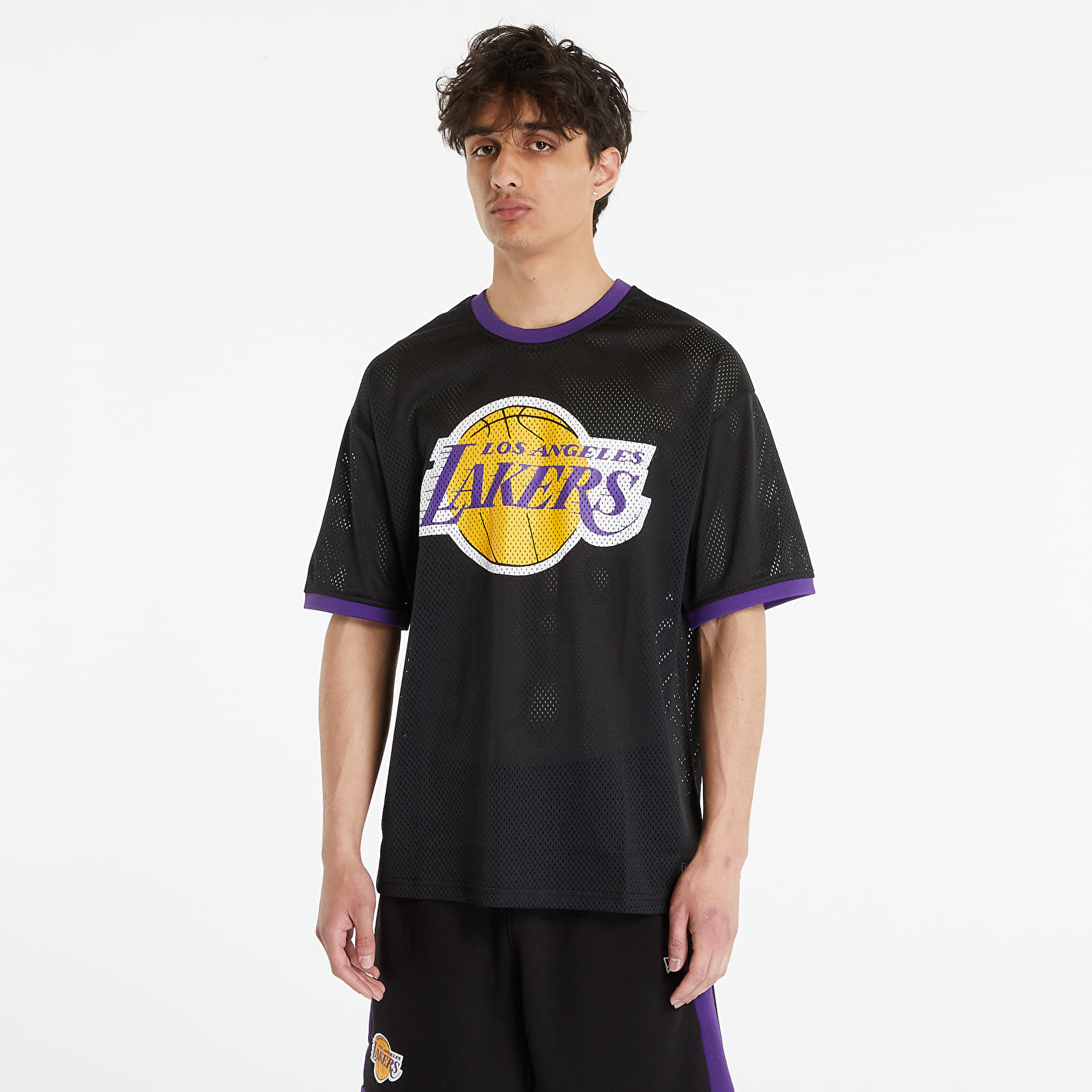 Koszulki New Era Los Angeles Lakers NBA Team Logo Mesh Oversized T-Shirt Black/ True Purple