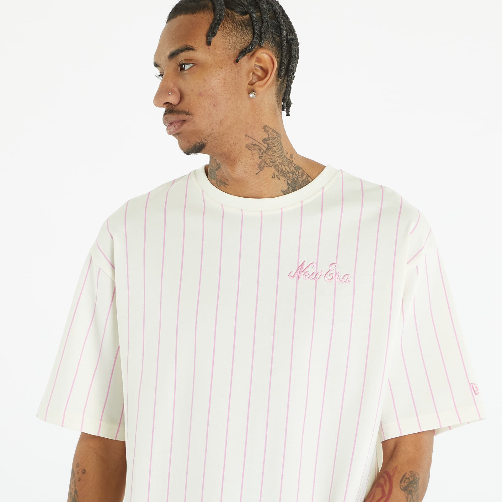 T-Shirts New Era Pinstripe Oversized T-Shirt UNISEX Off White/ Wild Rose