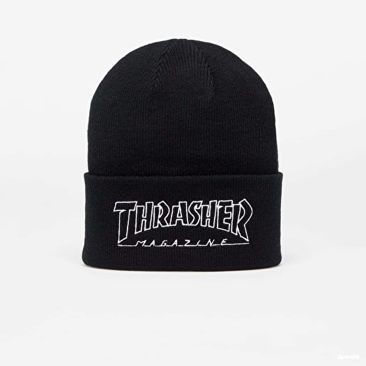 Hat Thrasher Outlined Logo Beanie Black
