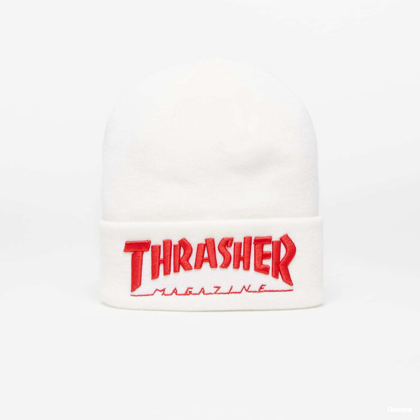 Thrasher - embroidered logo beanie white/ red