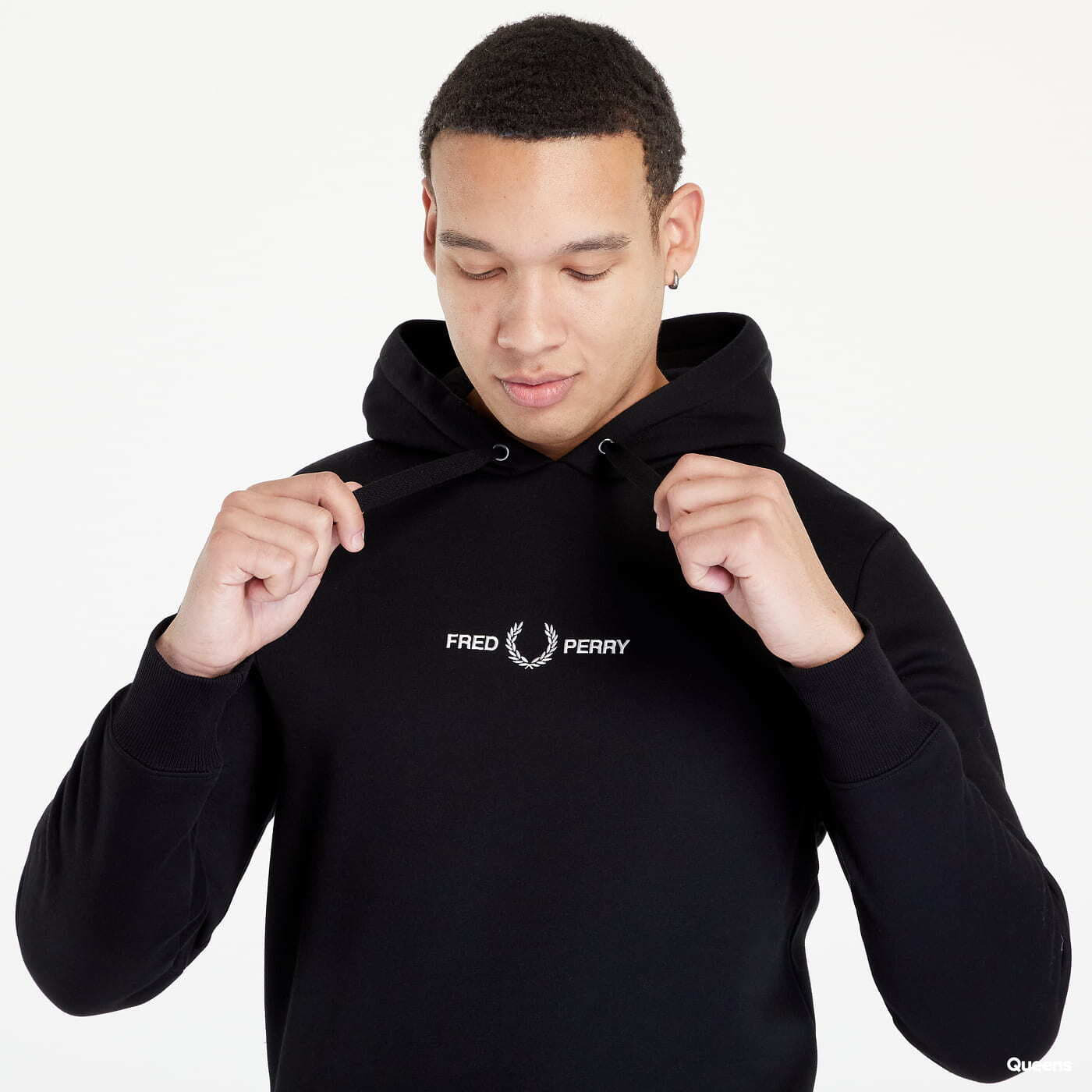 Hanorac FRED PERRY Embroidered Hooded Sweatshirt Black - 1 | YEO