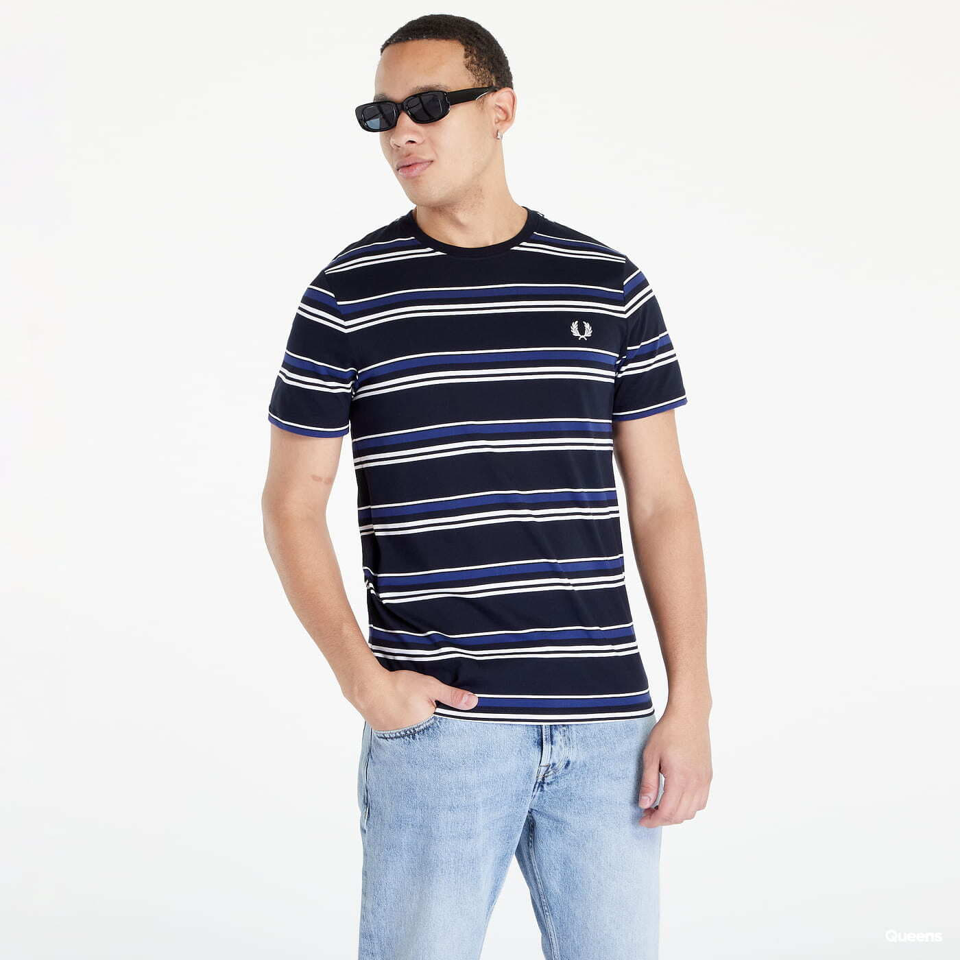 Majice T-shirt FRED PERRY Fine Stripe T-Shirt Navy