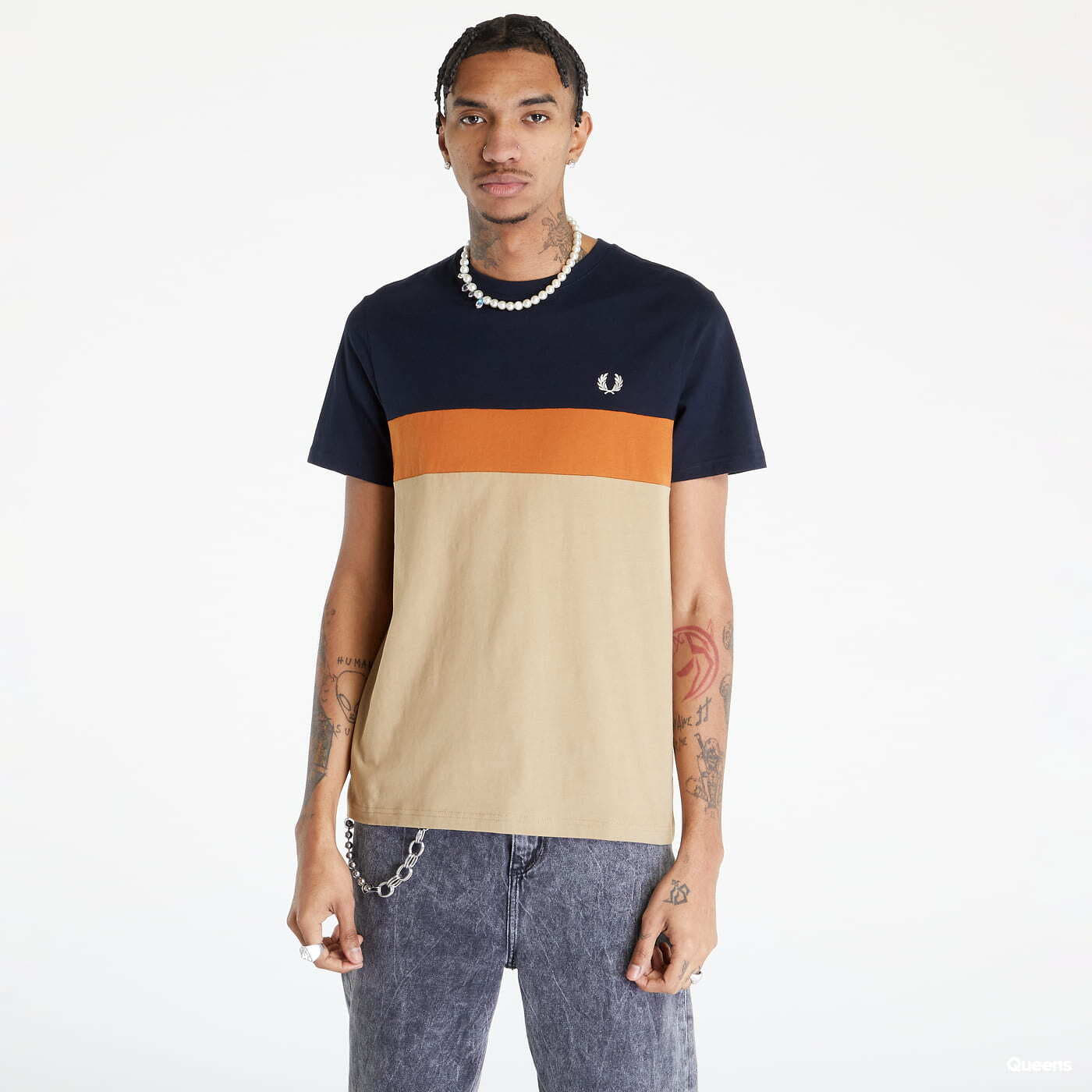 T-Shirts FRED PERRY Colour Block T-Shirt Warm Stone