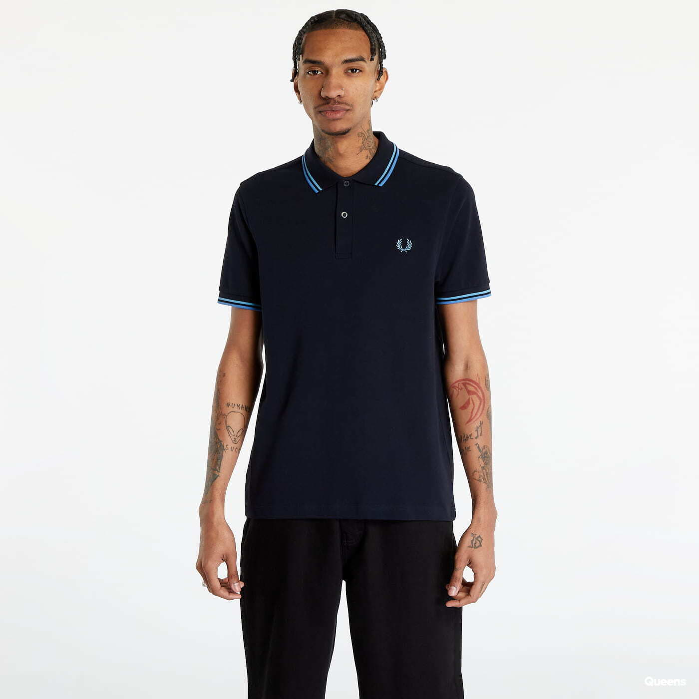 Koszulki FRED PERRY Twin Tipped Fred Perry Shirt Navy/ Soft Blue