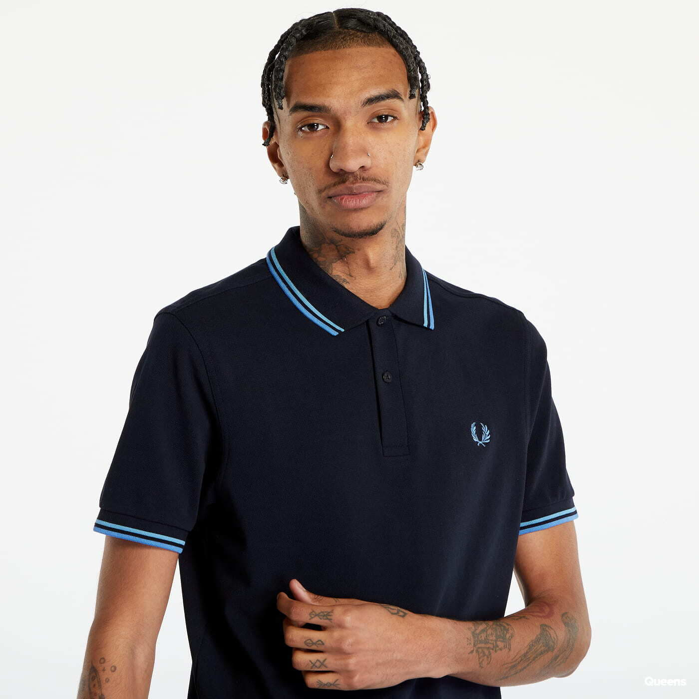 Pólók FRED PERRY Twin Tipped Fred Perry Shirt Navy/ Soft Blue