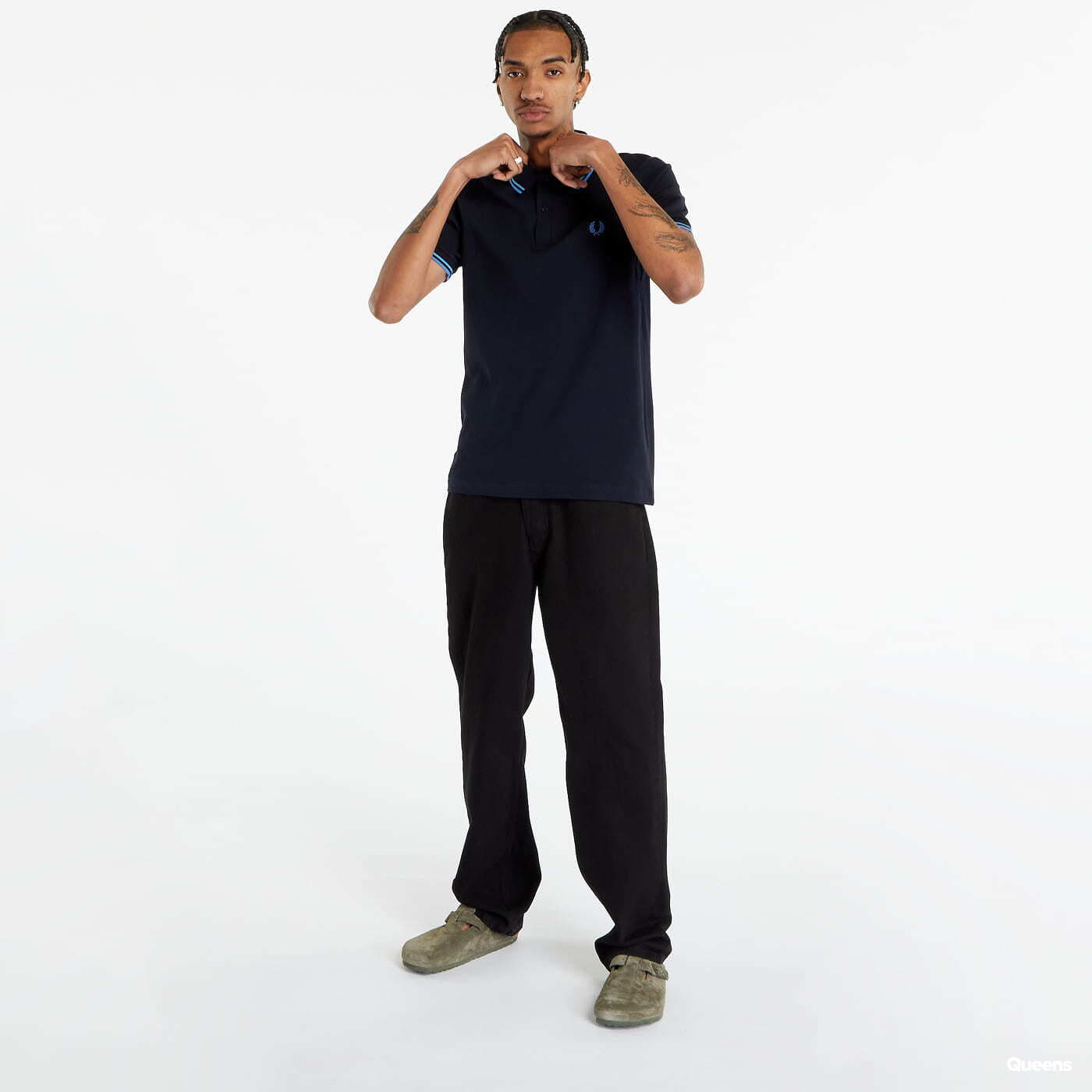 Pólók FRED PERRY Twin Tipped Fred Perry Shirt Navy/ Soft Blue
