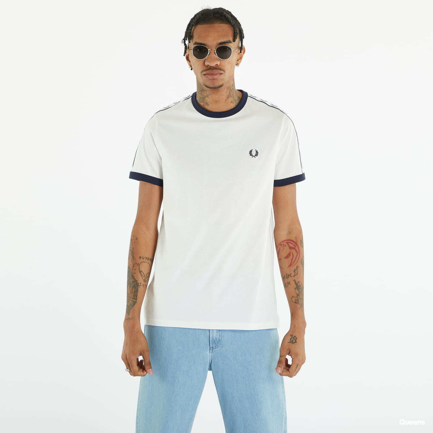 T-shirts FRED PERRY Taped Ringer T-shirt Snow White