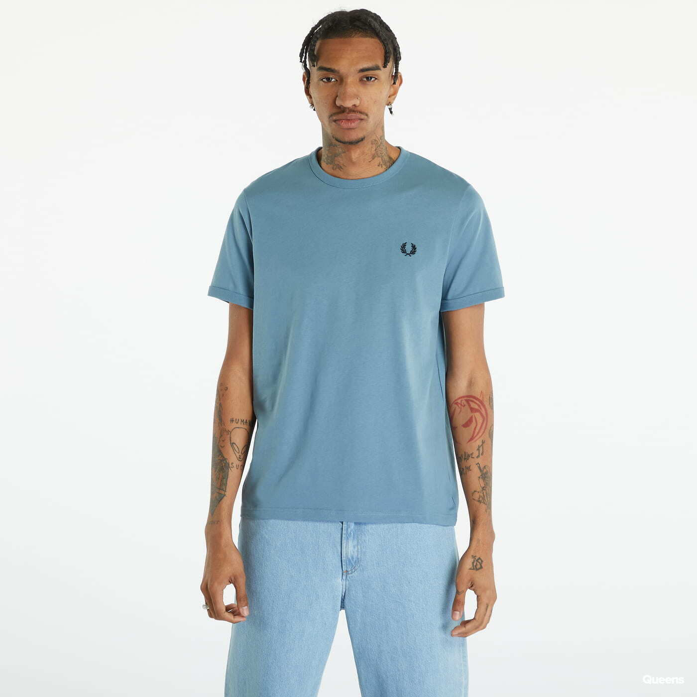 Tricouri FRED PERRY Ringer T-Shirt Ash Blue
