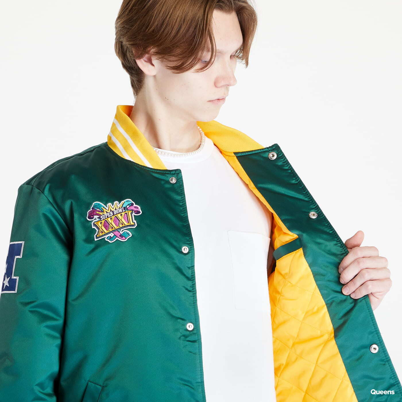 Bombery Mitchell & Ness Heavyweight Satin Jacket Dark Green