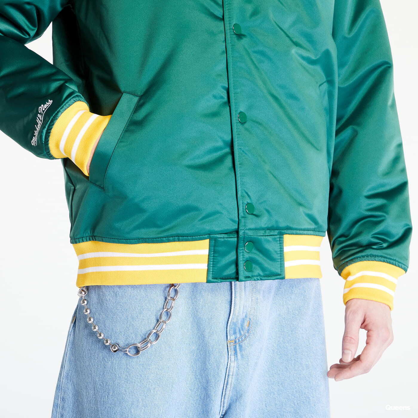 Bombery Mitchell & Ness Heavyweight Satin Jacket Dark Green