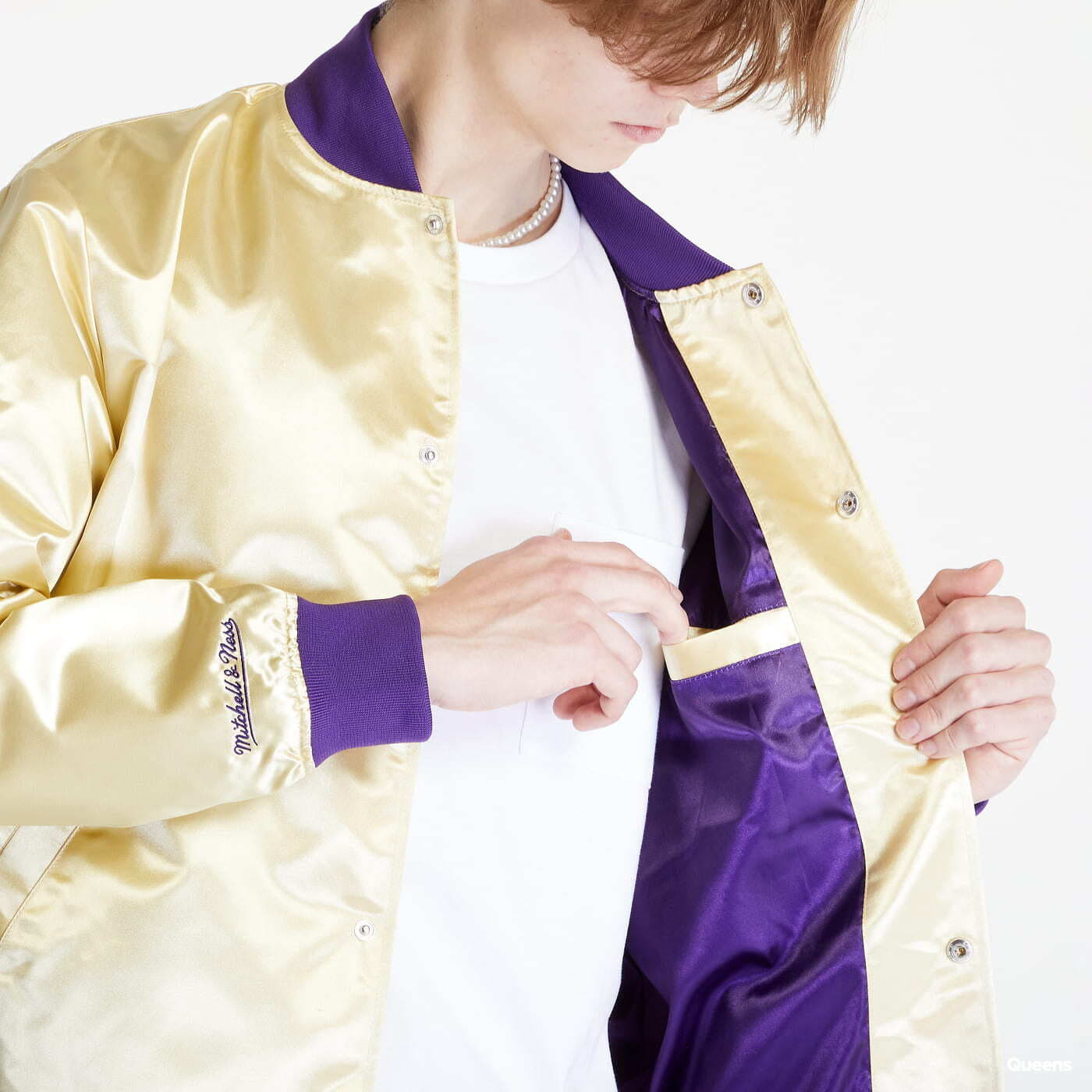 Bombery Mitchell & Ness Fashion LW Satin Jacket Light Gold
