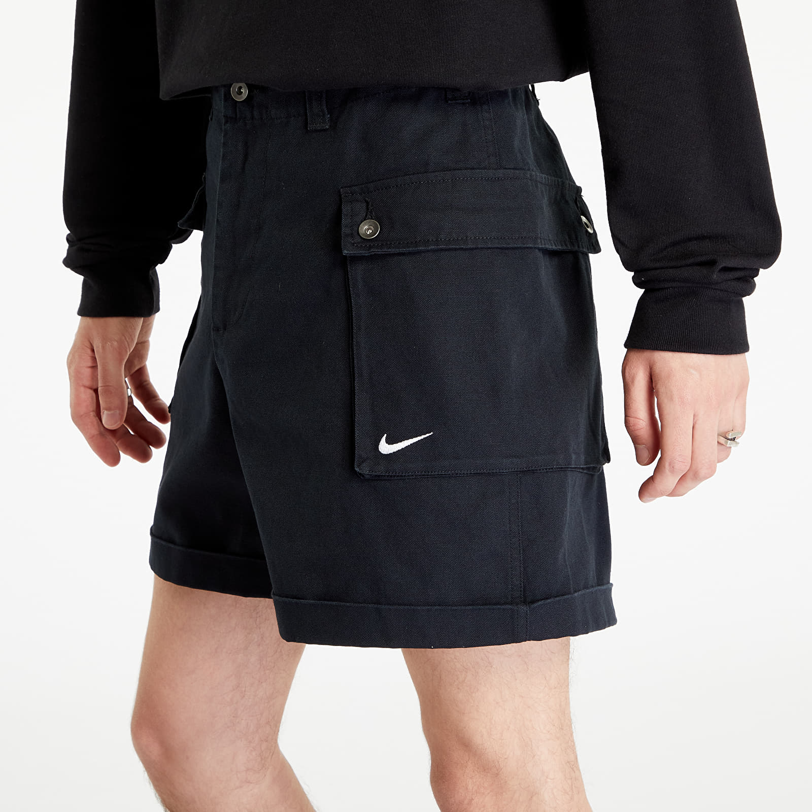 Šortky Nike Life Men's Woven Cargo Shorts Black/ White