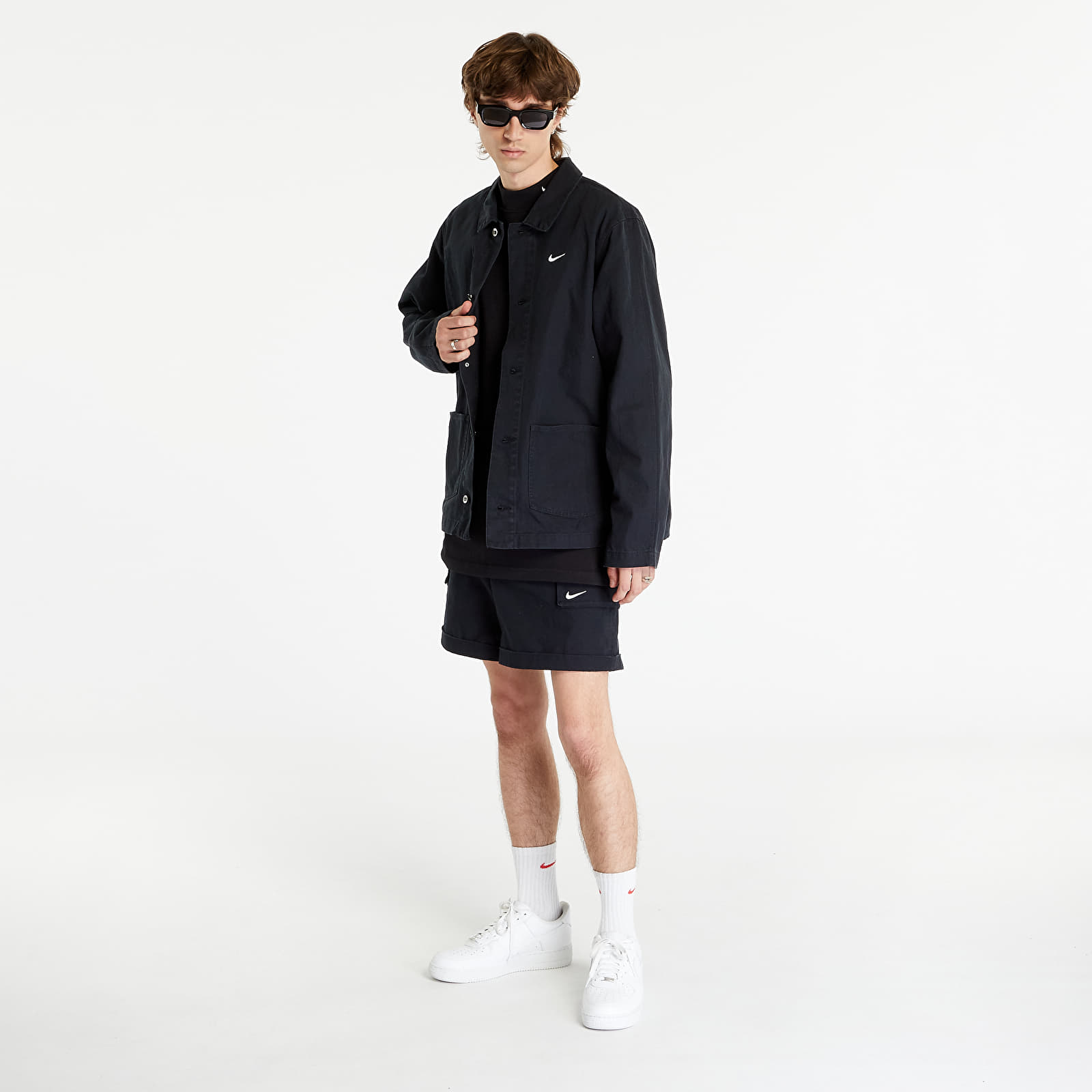 Dzsekik Nike Life Men's Unlined Chore Coat Black/ White