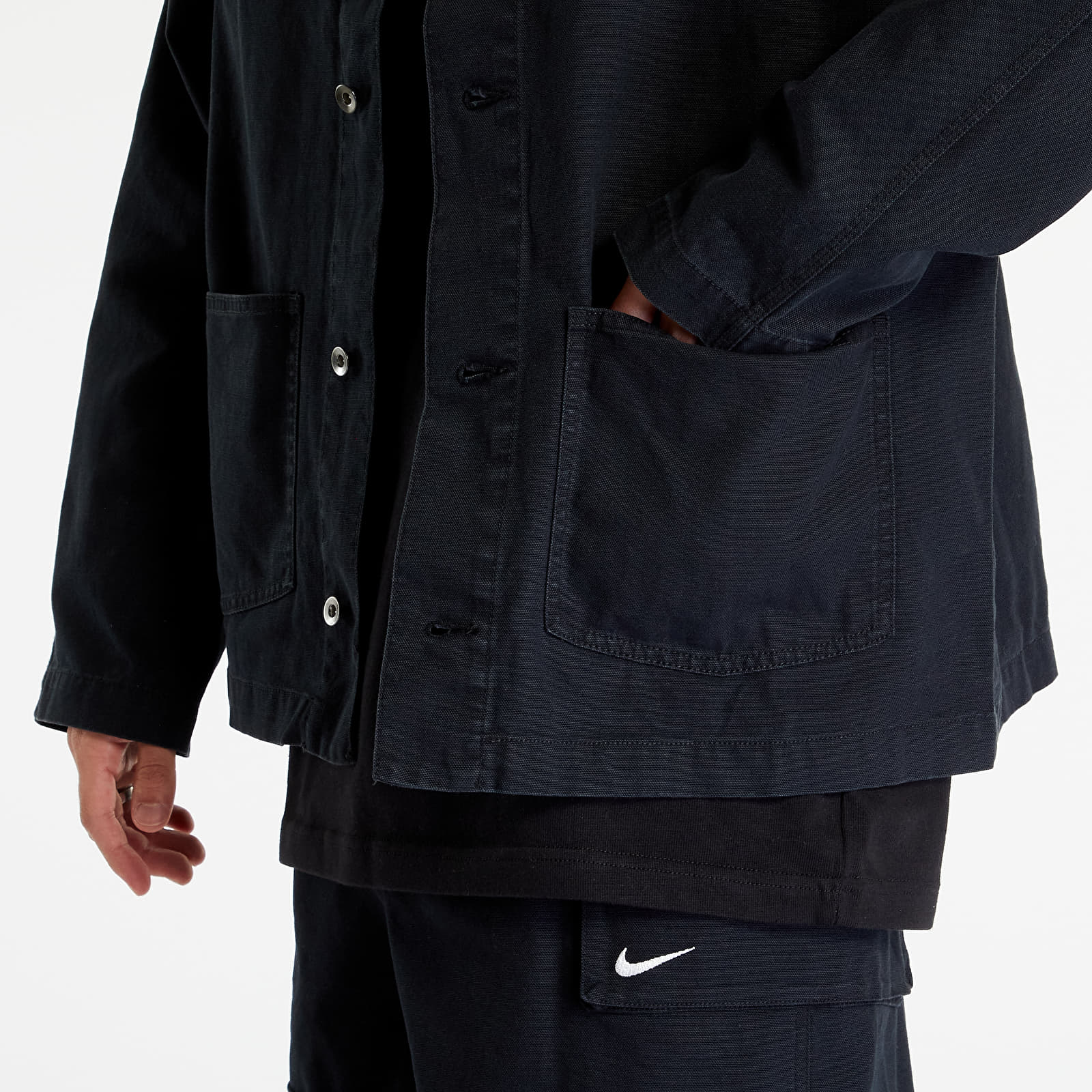 Dzsekik Nike Life Men's Unlined Chore Coat Black/ White