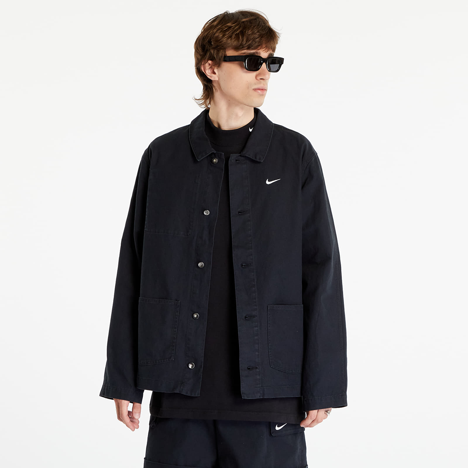 Dzsekik Nike Life Men's Unlined Chore Coat Black/ White