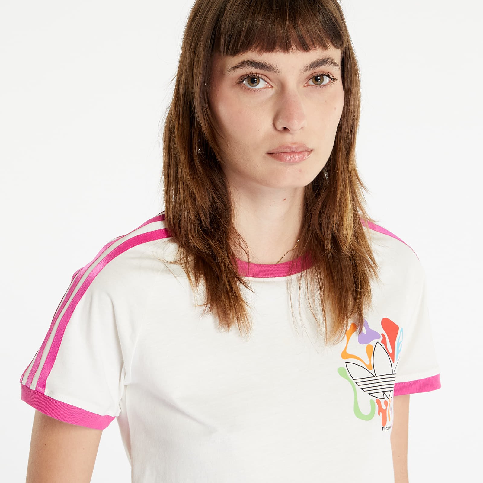 Majice T-shirt adidas Originals x RICH MNISI Pride 3-Stripes Tee Off White