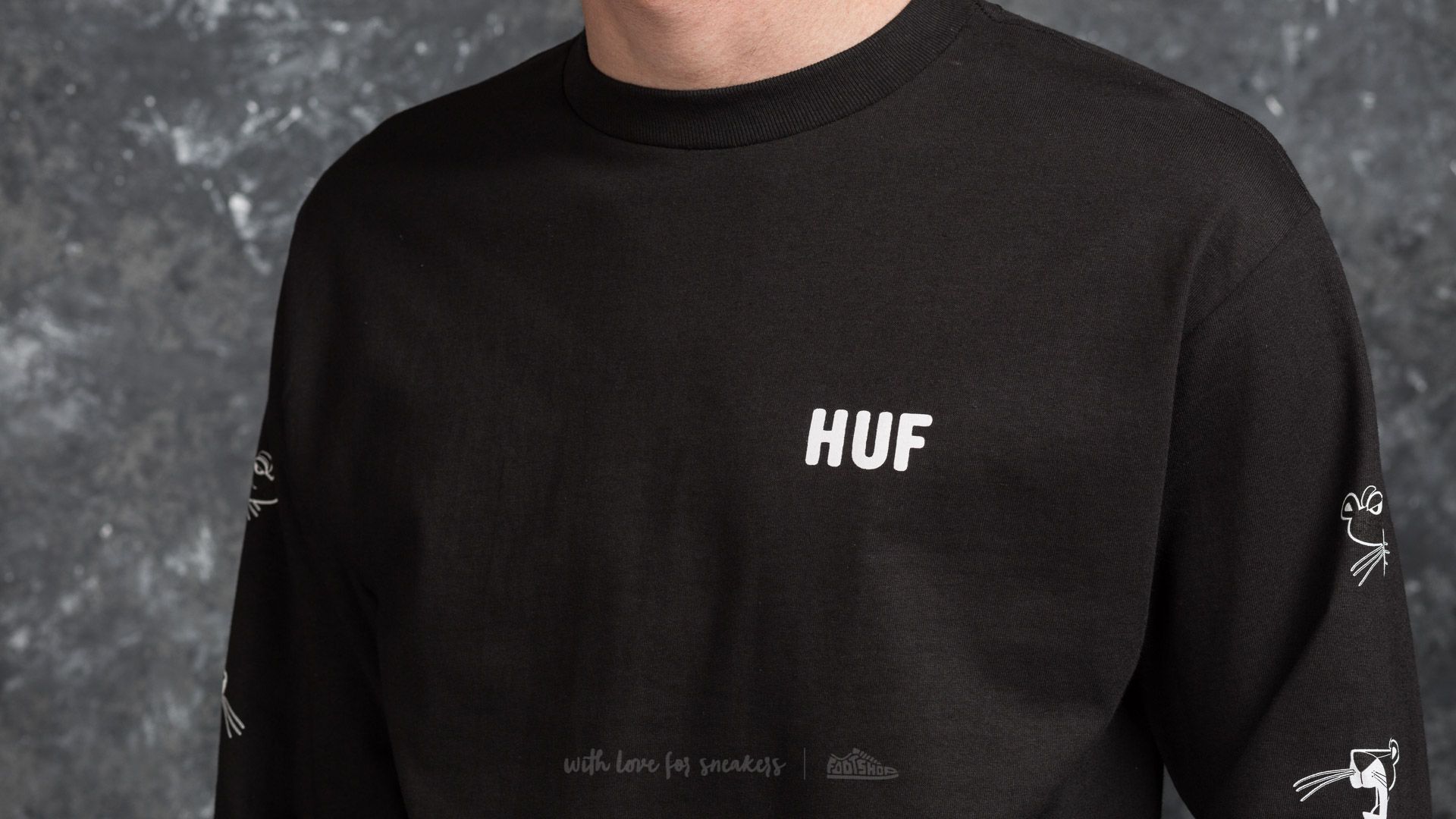 HUF x Pink Panther Longsleeve Heads Tee Black | Footshop