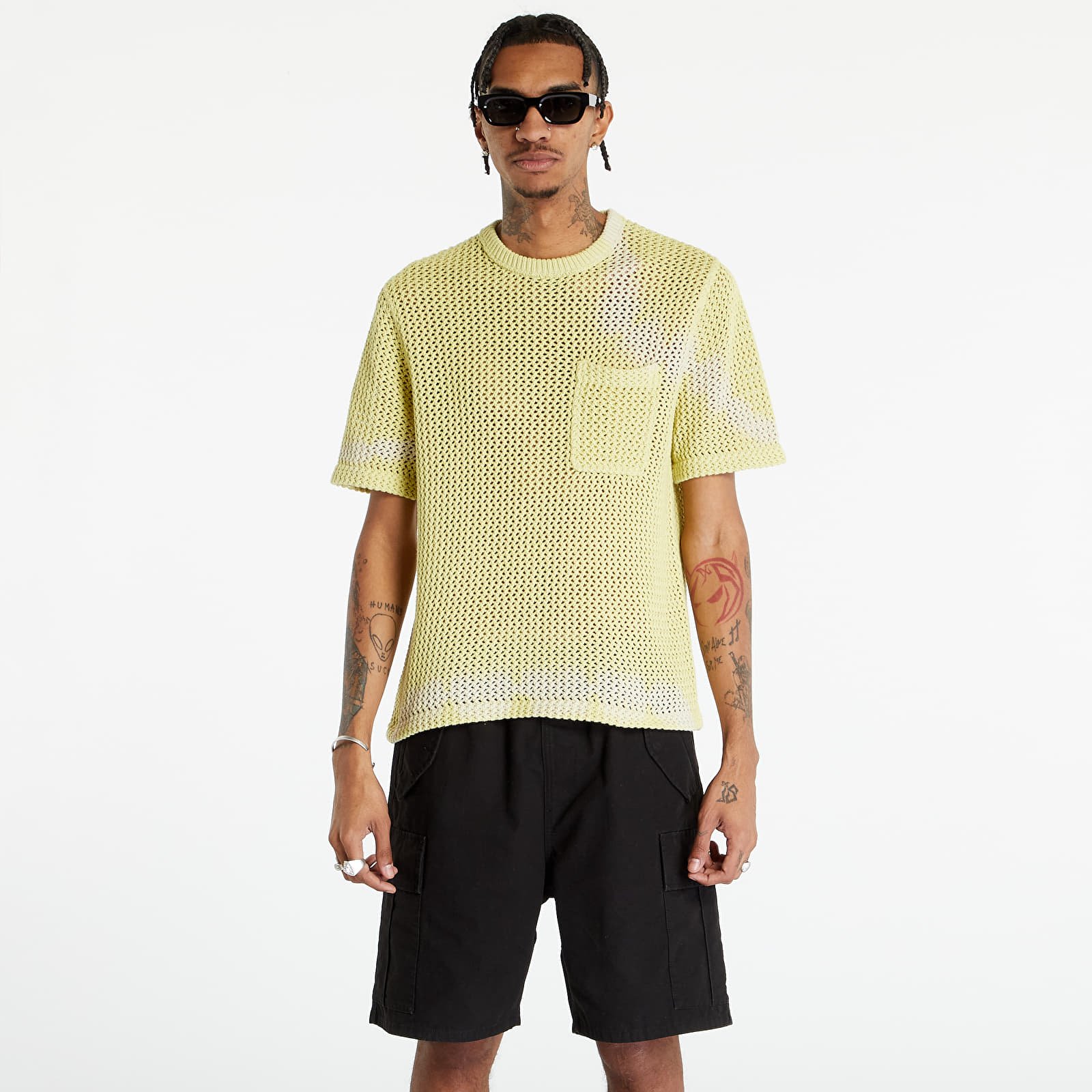 Tričká Stüssy O'Dyed Mesh Crew UNISEX Tie Dye Yellow