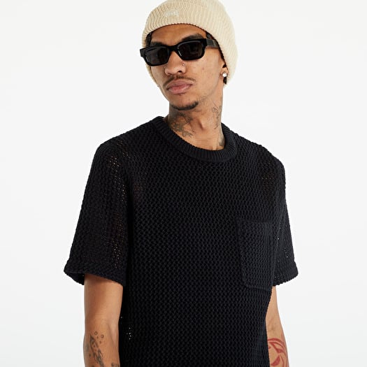 トップス STUSSY 23ss Cotton Mesh Crew Tee Black M men's STUSSY Used STUSSY 23ss Cotton Mesh S S Crew Tee Black