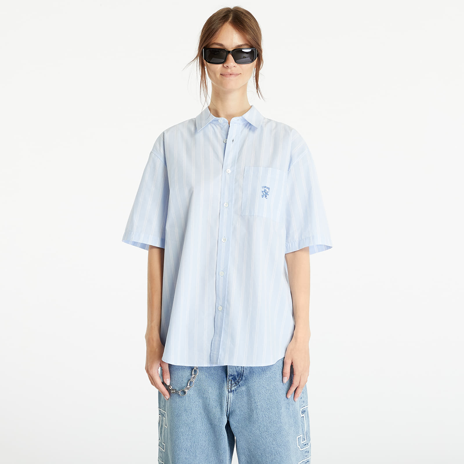 Shirts Stüssy Boxy Striped SS Shirt UNISEX Light Blue Stripe | Footshop