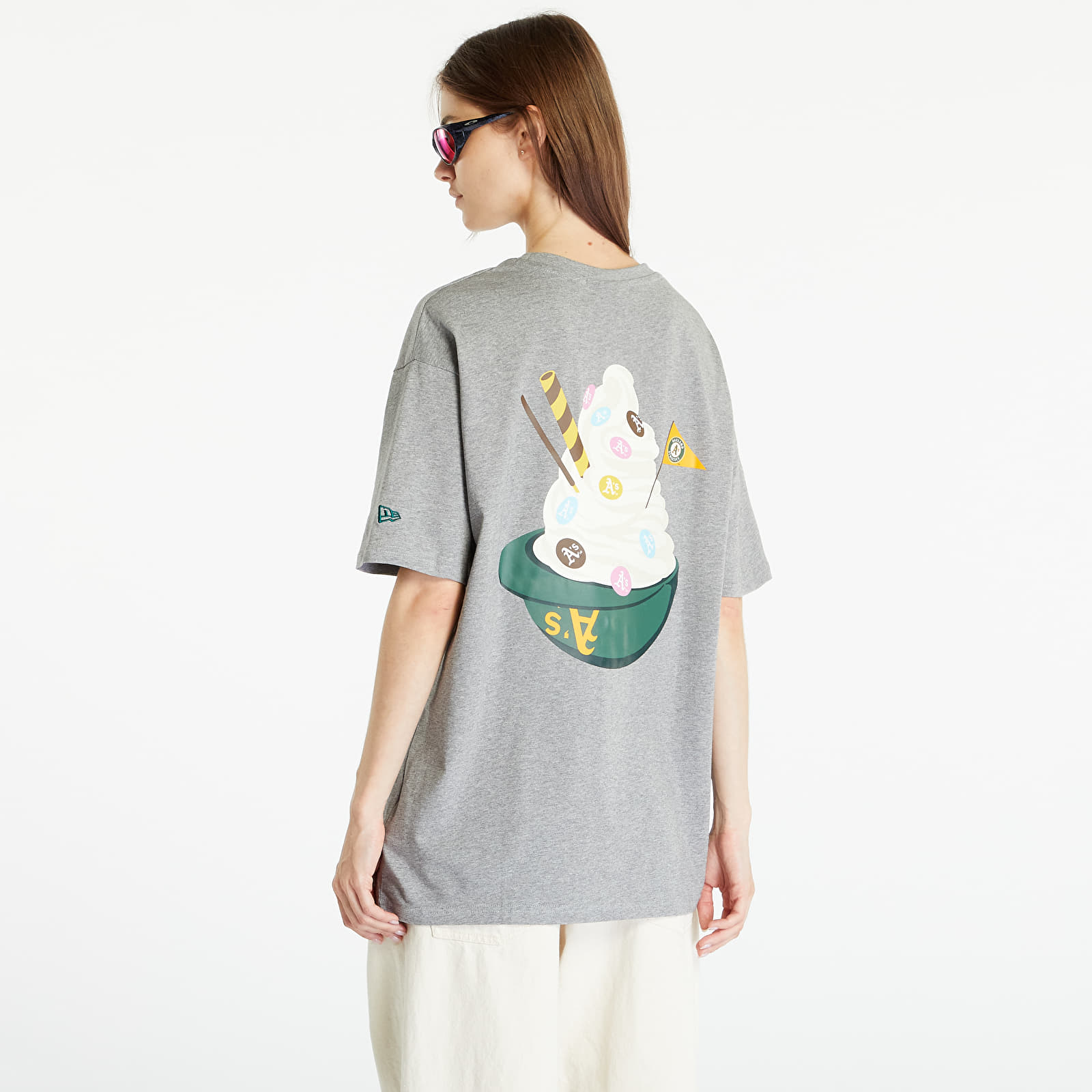 Koszulki New Era Oakland Athletics MLB Ice Cream Oversized T-Shirt Heather Gray/ Dark Green