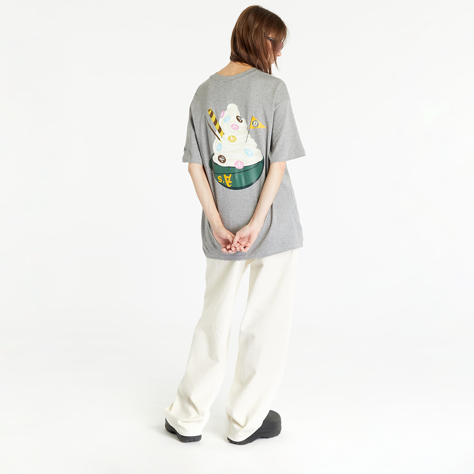Koszulki New Era Oakland Athletics MLB Ice Cream Oversized T-Shirt Heather Gray/ Dark Green
