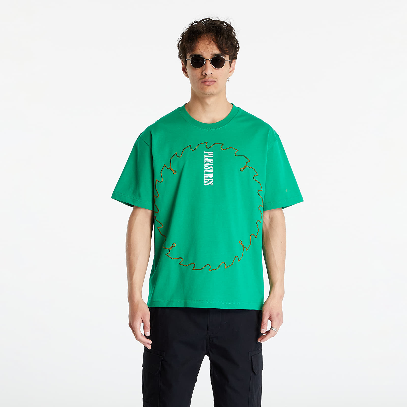 PLEASURES - saw heavyweight t-shirt green