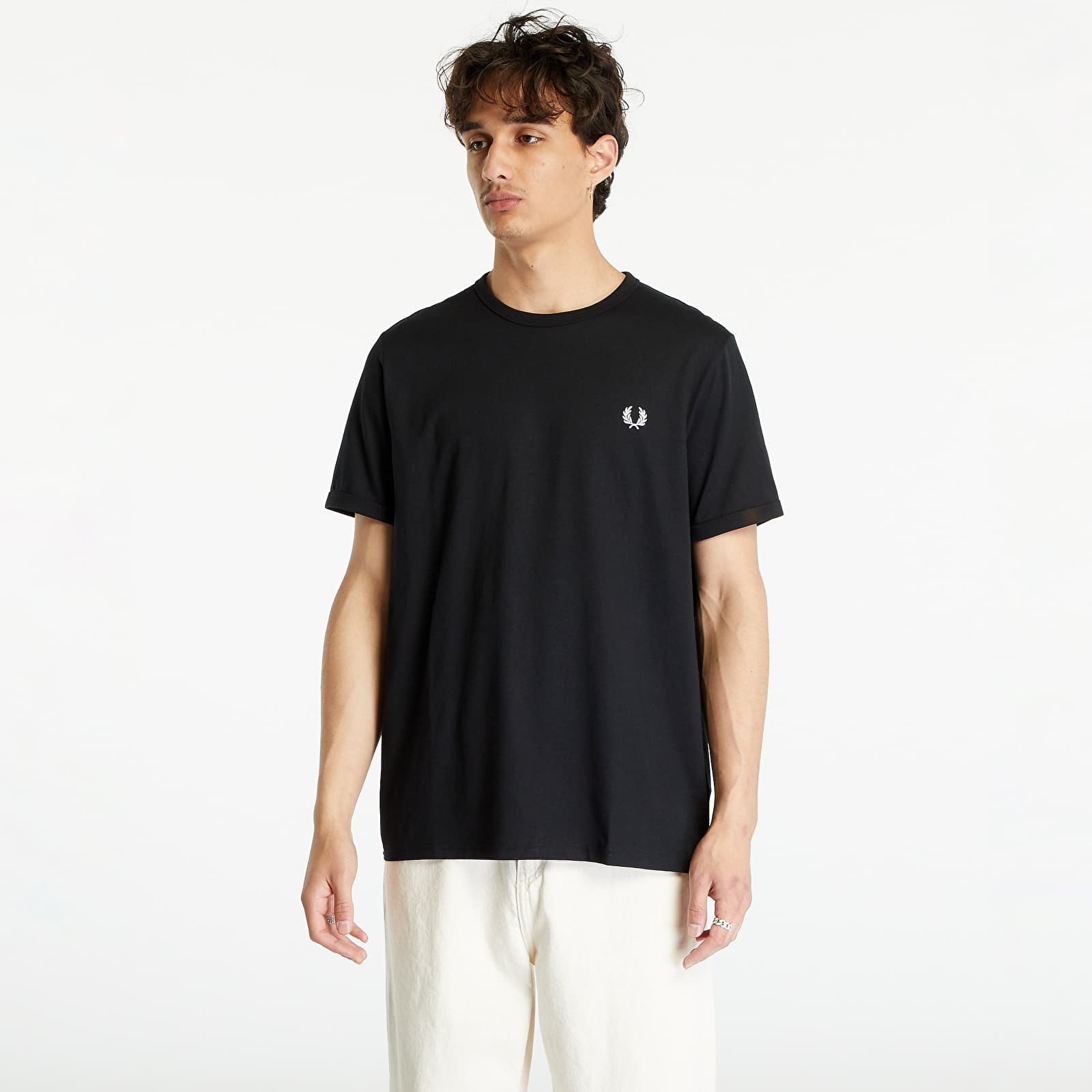 Koszulki FRED PERRY Ringer Tee Black