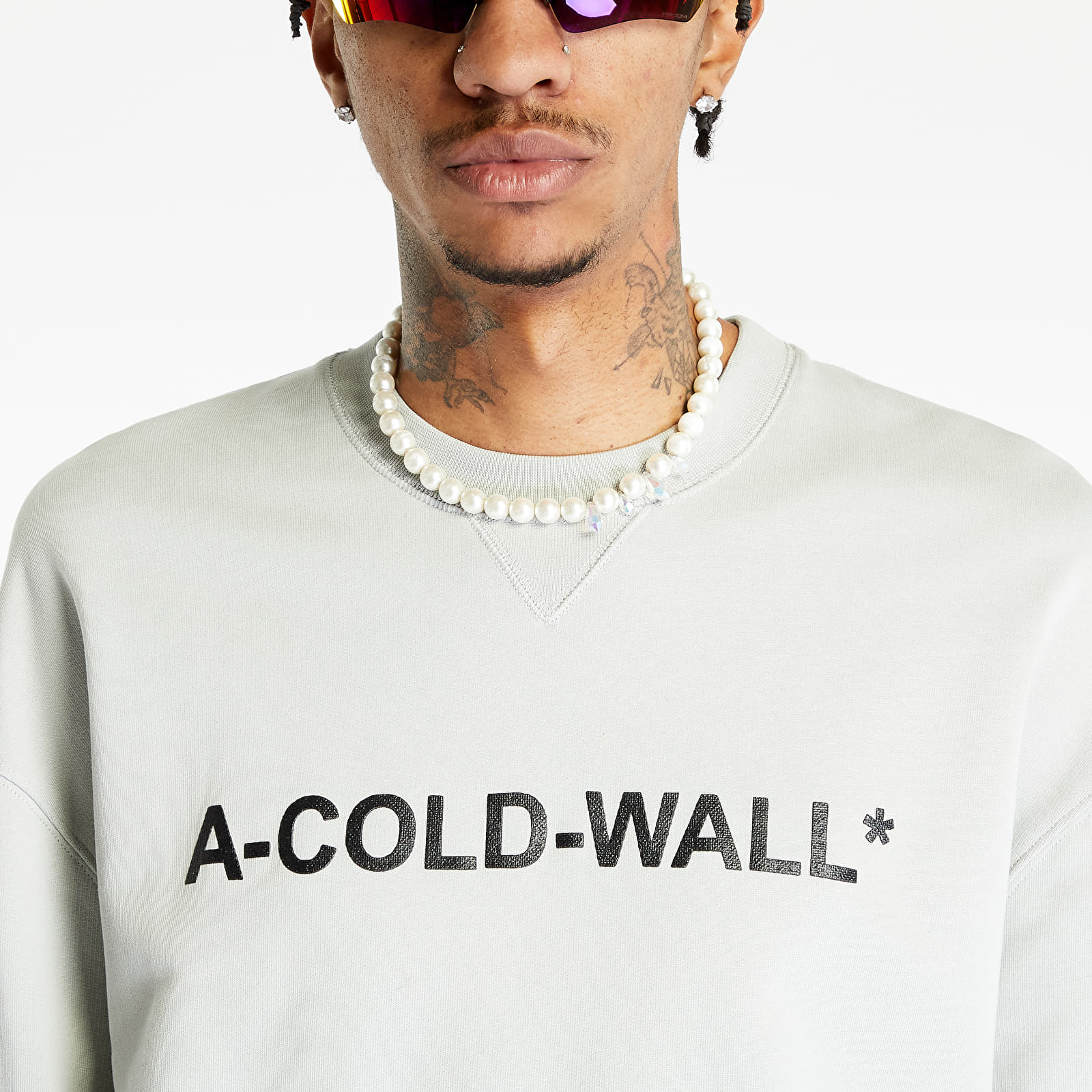 Hanorace A-COLD-WALL* Essentials Logo Crewneck Light Grey