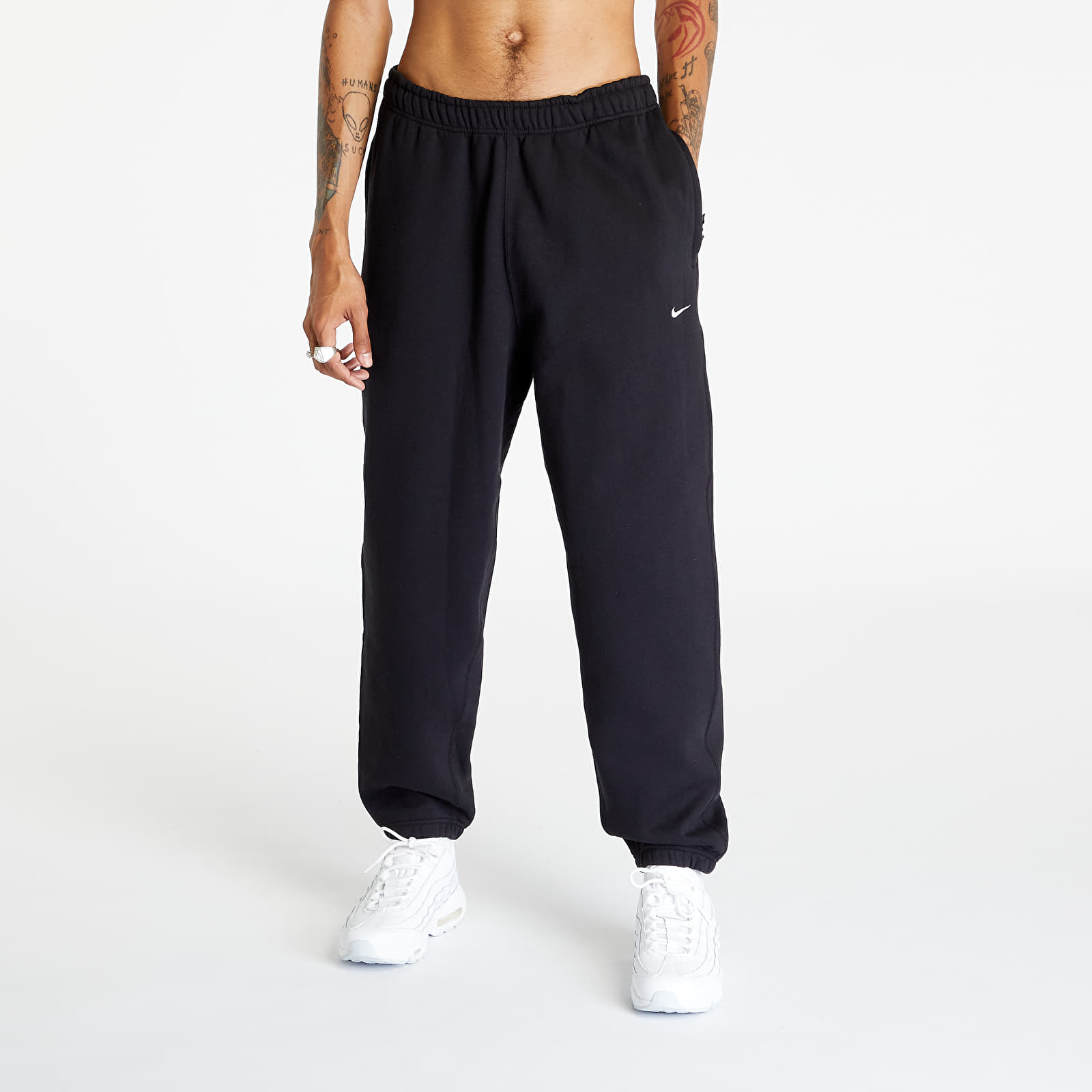 Tepláky Nike Solo Swoosh Men's Fleece Pants Black/ White