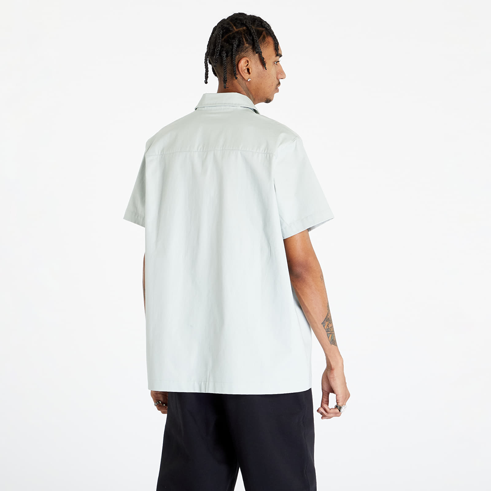 Koszule Nike Life Woven Military Short-Sleeve Button-Down Shirt Light Silver/ White
