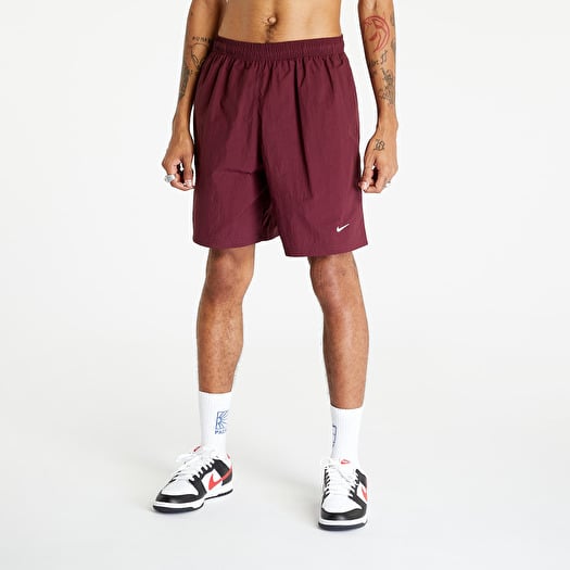 Sort Nike Solo Swoosh Woven Shorts Night Maroon/ White