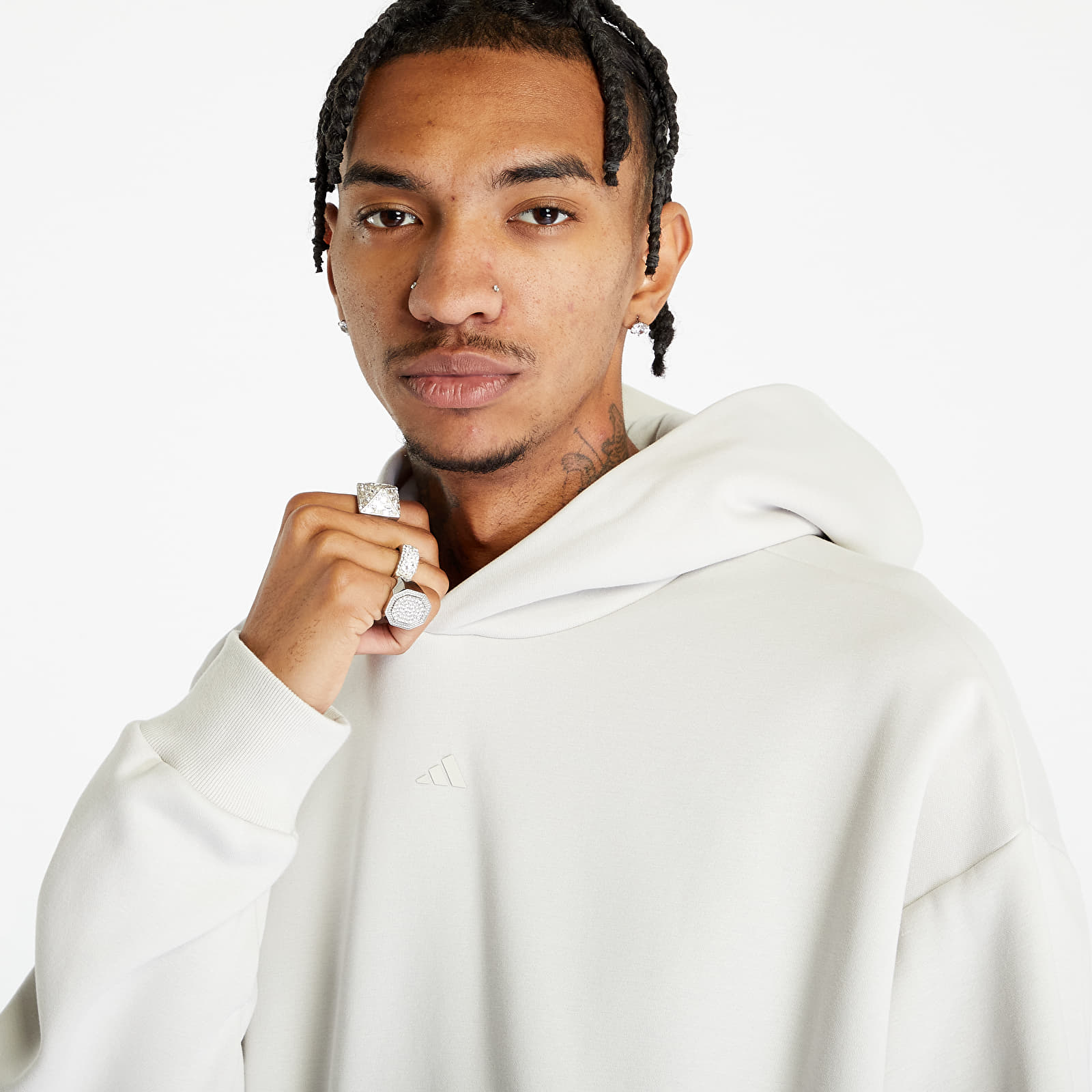 Bluzy adidas Basketball One Fleece Hoodie UNISEX Talc