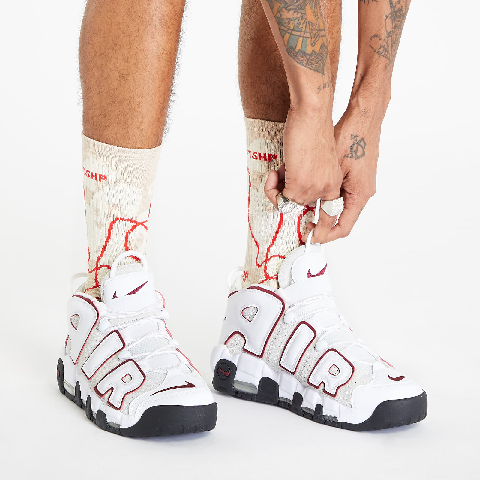 Zoknik Footshop Giza Desert Socks Ecru/ Red