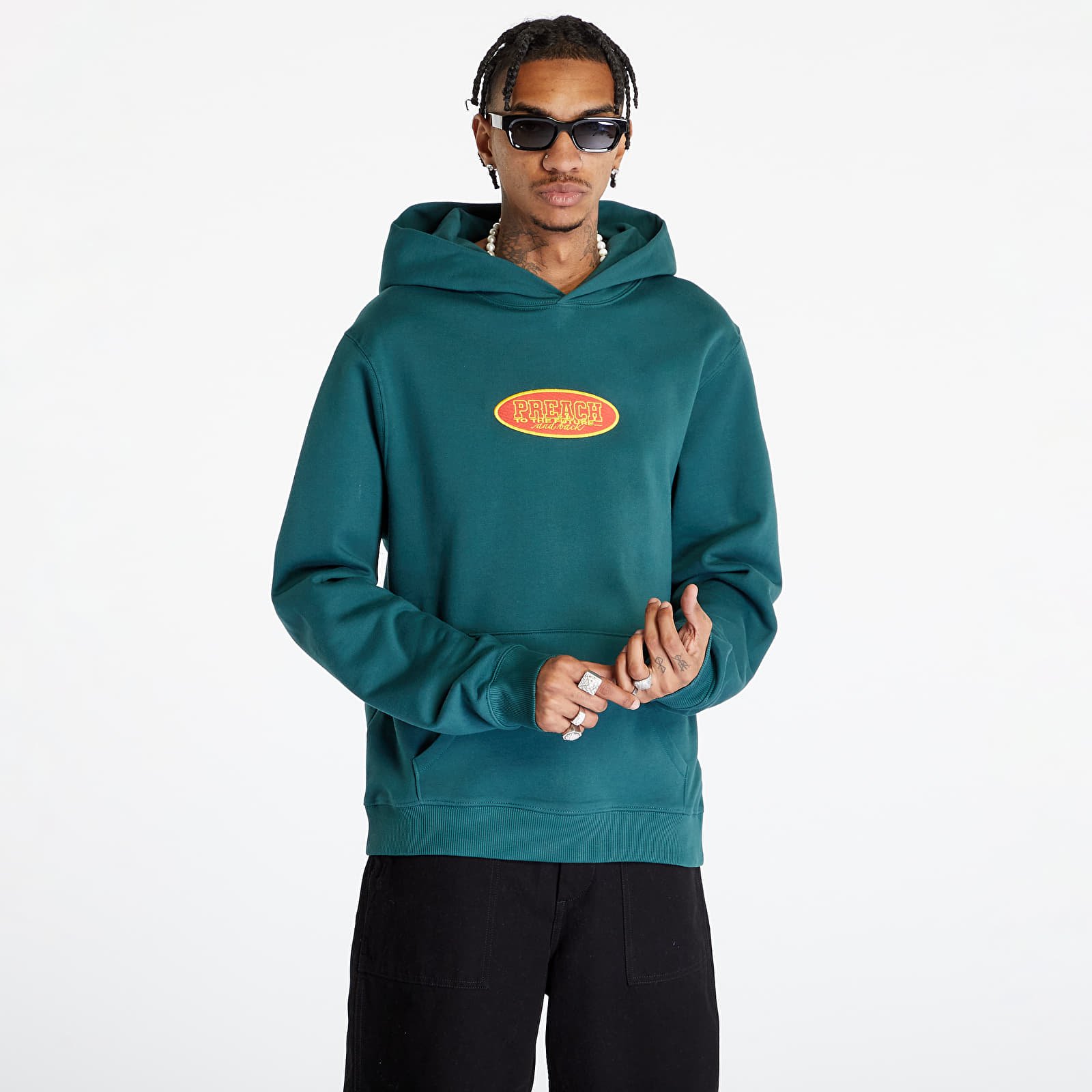 Stussy oval applique hoodie on sale