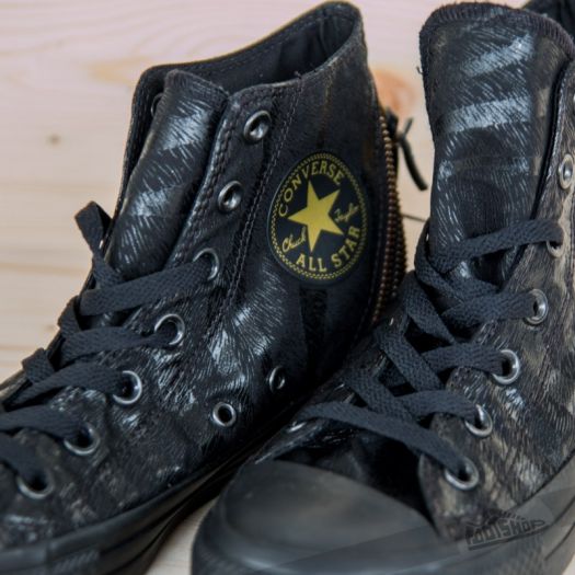 Converse black store leather zip