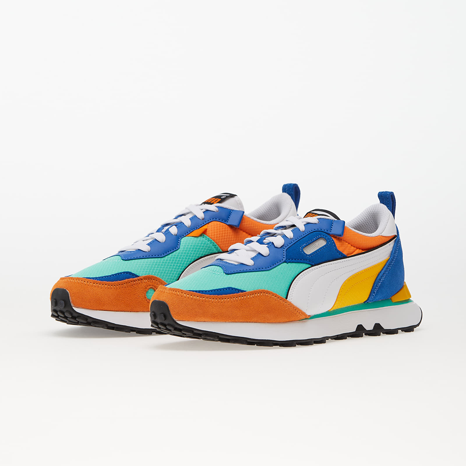 Blue and green pumas with cheap clear bottom