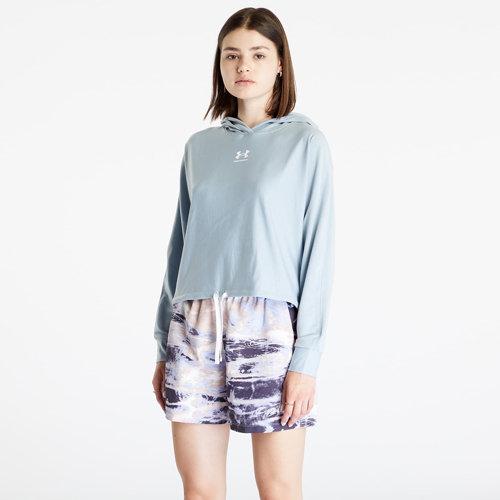 Mikiny Under Armour Rival Terry Oversized Hoodie Harbor Blue/ White