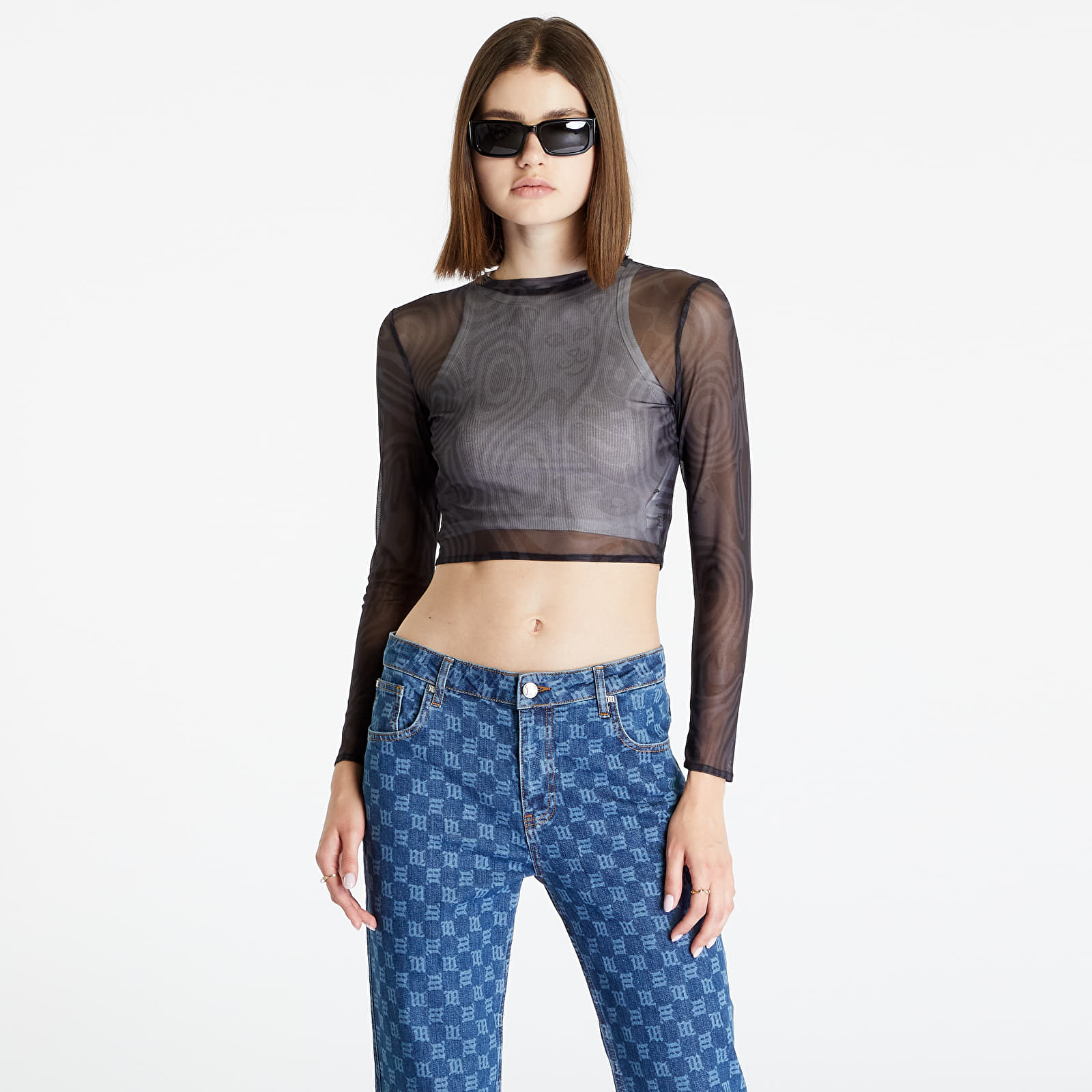 Topy RIPNDIP Hypnotic Crop Mesh Long Sleeve Black