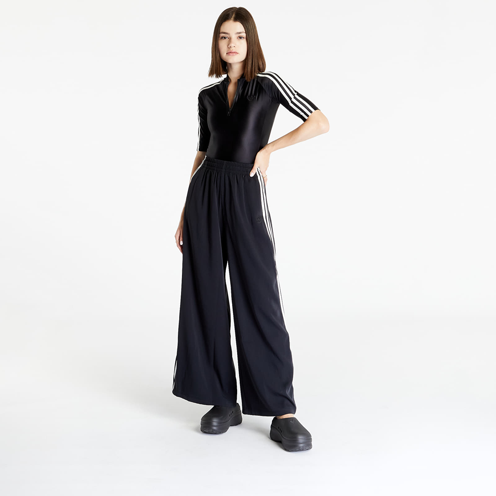 Pants and jeans adidas Blue Version Wide Leg Satin Pants Black