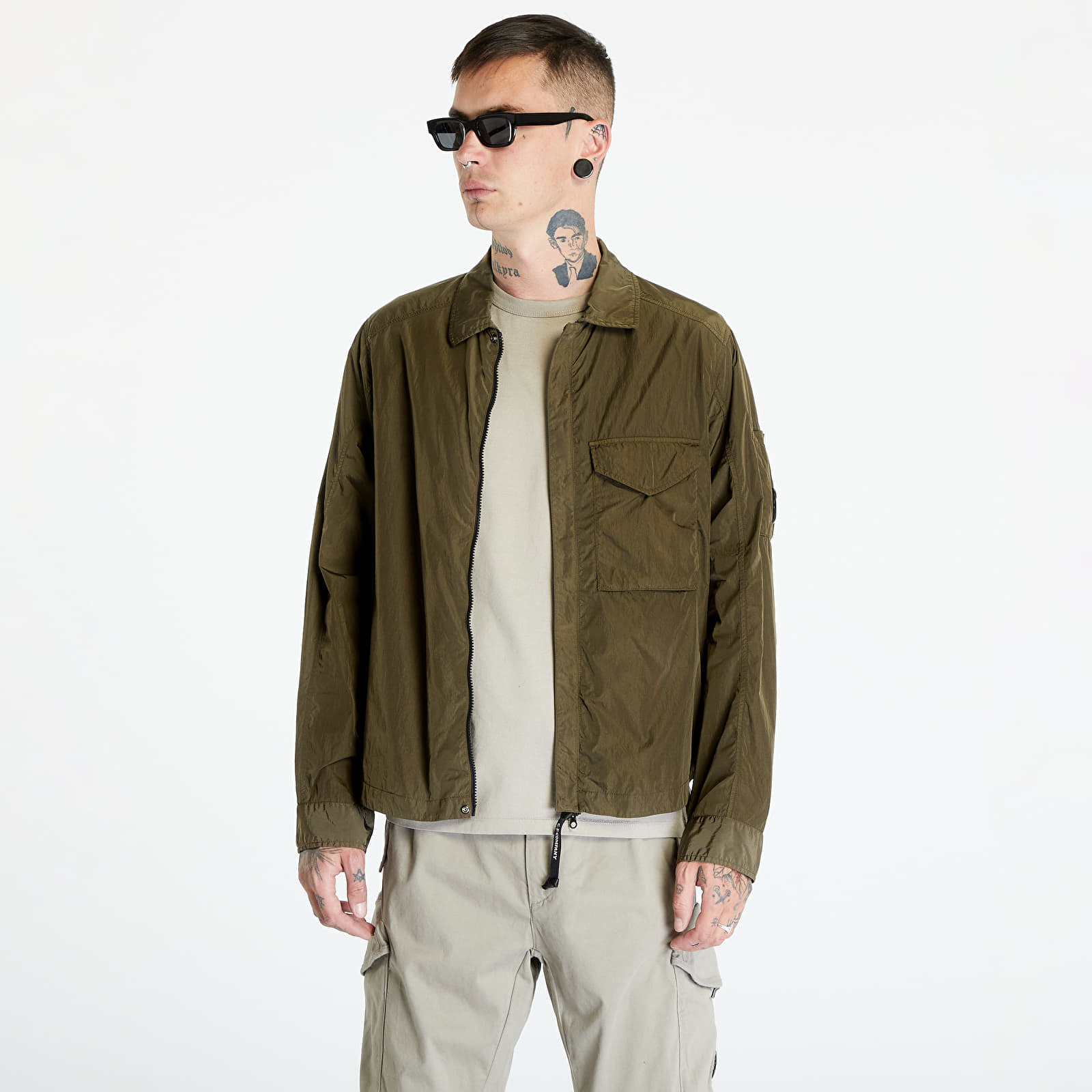 Levně C.P. Company Chrome-R Zipped Overshirt Ivy Green