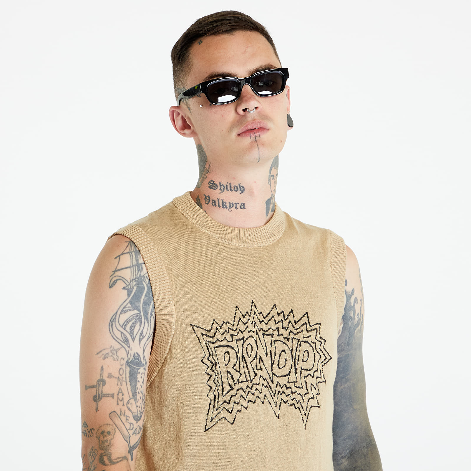 Pulóverek RIPNDIP Shock Knit Sweater Vest Natural