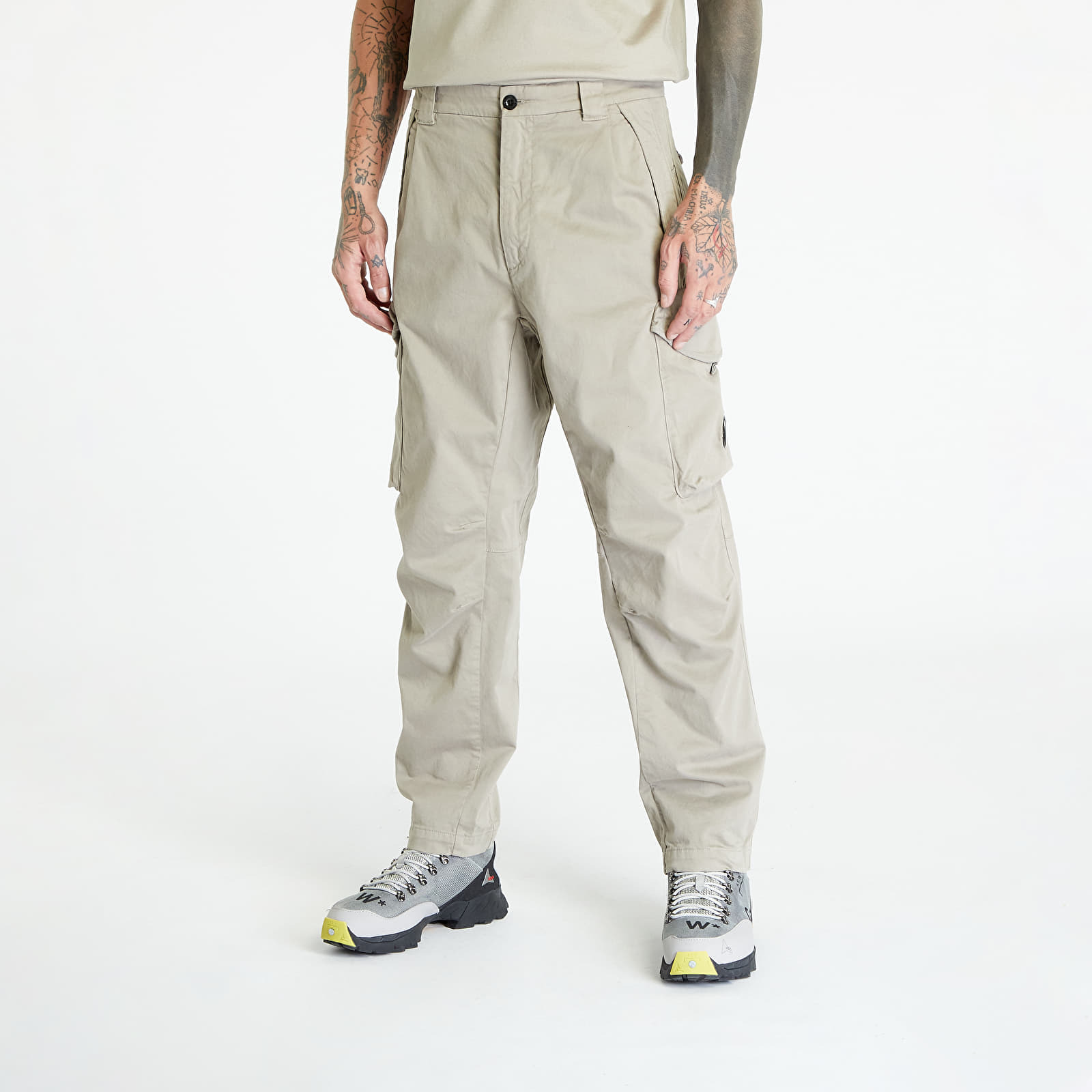 C.P. Company Stretch Sateen Loose Cargo Pants Silver Sage