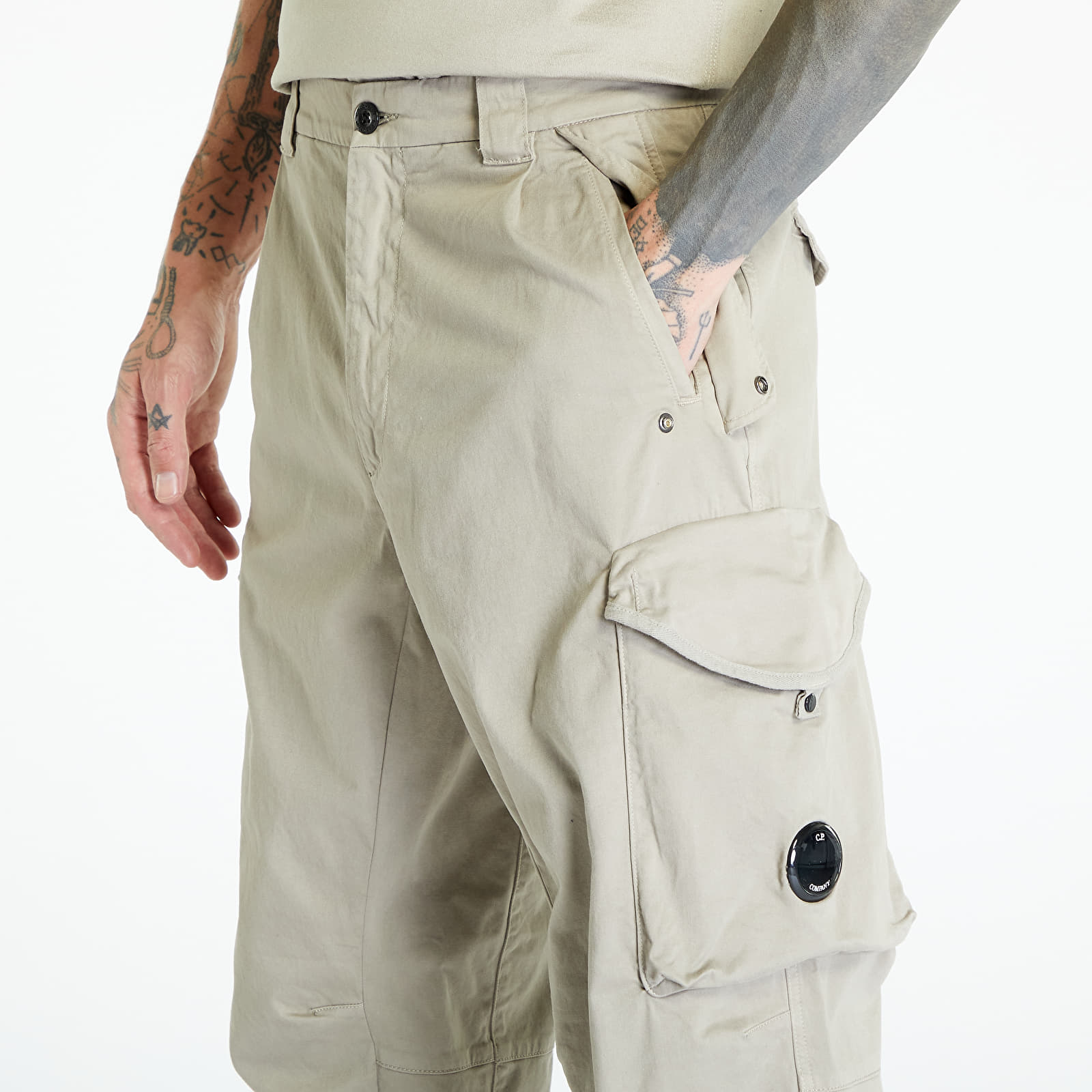 Pantaloni C.P. Company Stretch Sateen Loose Cargo Pants Silver Sage