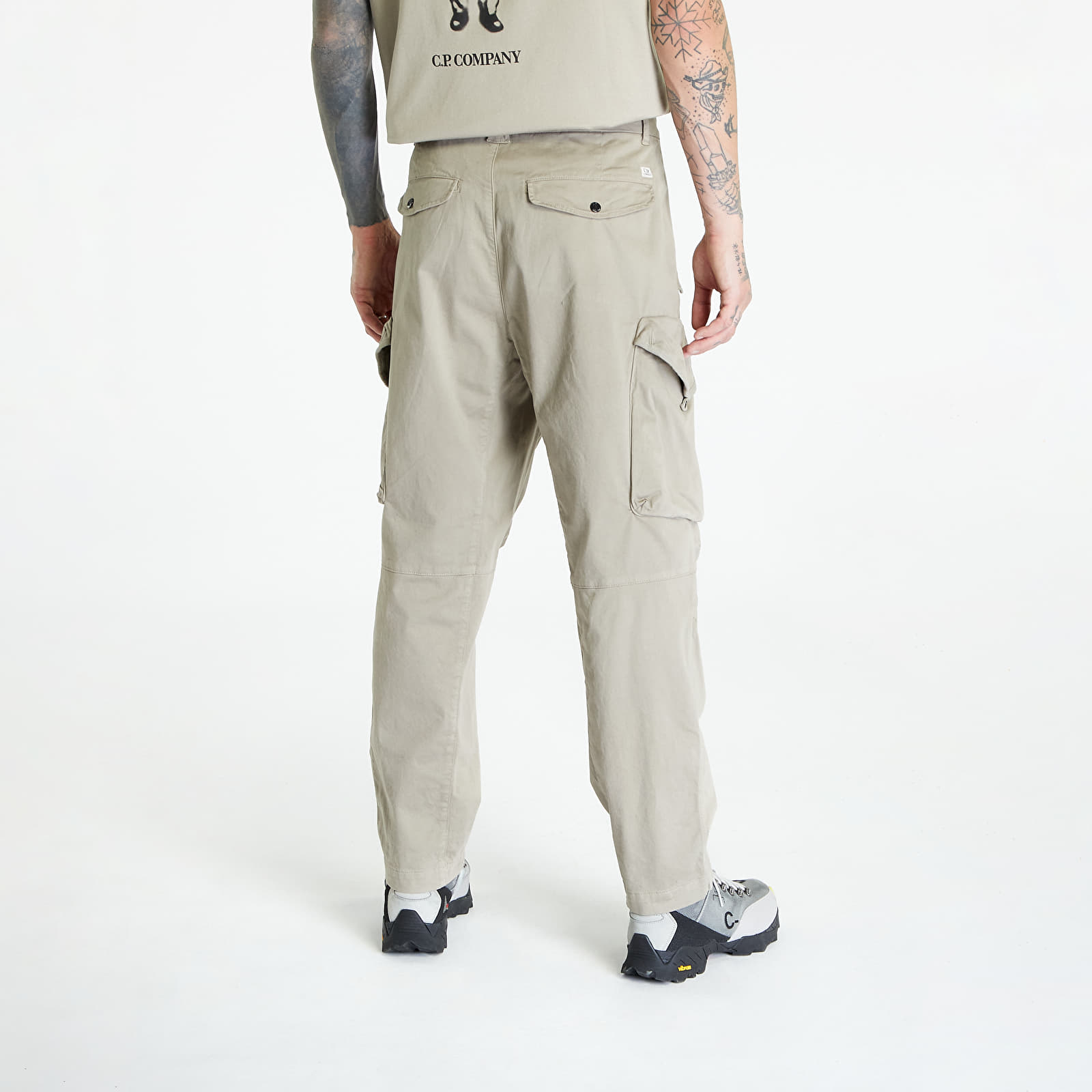 Pantaloni C.P. Company Stretch Sateen Loose Cargo Pants Silver Sage