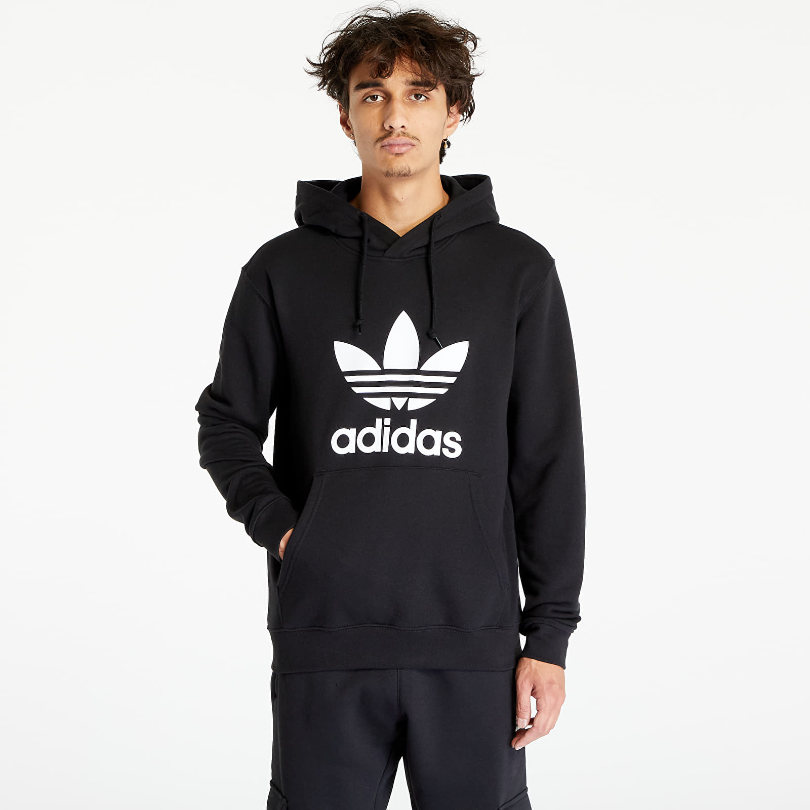 Adidas trefoil hotsell hoodie men's white