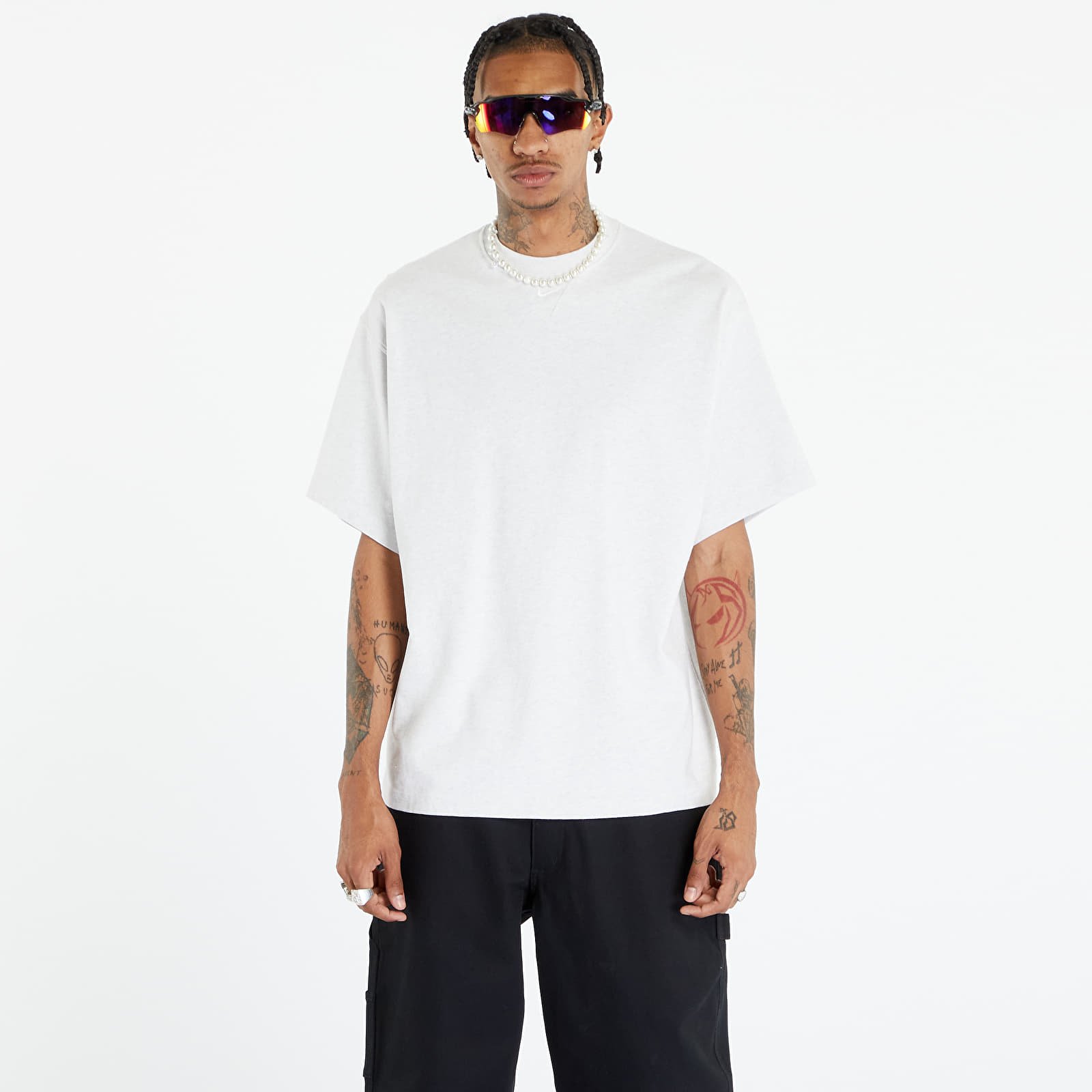 Koszulki Nike Solo Swoosh Men's Short-Sleeve Heavyweight Top Birch Heather/ White